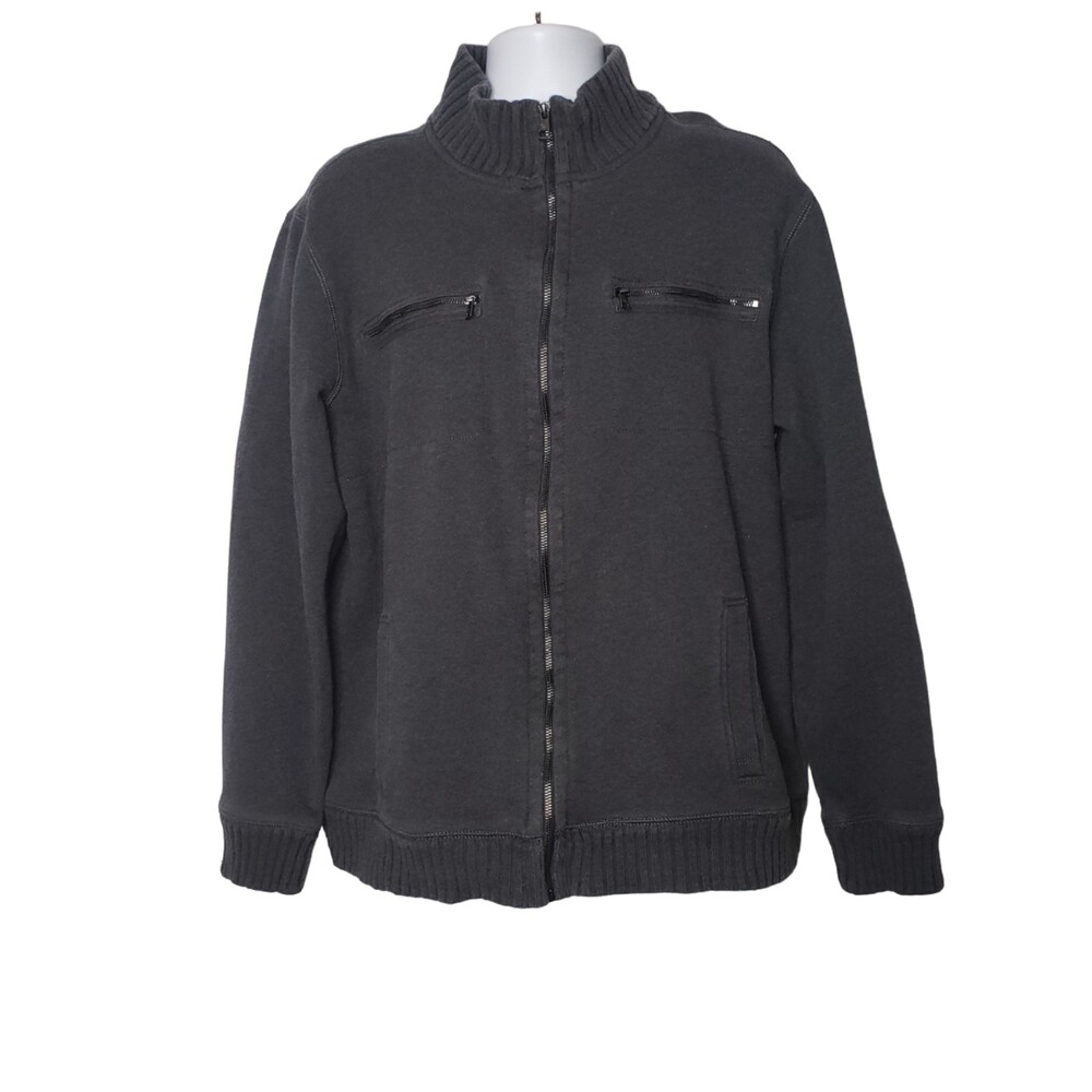 CALVIN KLEIN Charcoal Gray Zip Front Sweater Jacket Size XXL